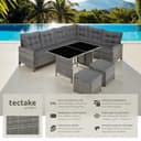 tectake® Conjunto Jardín de Ratán Mesa y Cojines, Conjunto Terraza Resistente a la Intemperie y Combinable, Muebles Jardín Exterior 5 Piezas, Sofá de Esquina, 2 Taburetes y 1 Mesa - Gris Jaspeado/Gris - 2