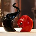 URGrace 2 elefantini ornamentali, nero e rosso, in ceramica, sculture di animali, decorativo, per soggiorno, regalo di matrimonio - 3