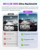 VANTRUE S1 PRO MAX 4K + 2.5K STARVIS 2 Dashcam Auto Vorne Hinten, 5G WLAN PlatePix AI Dash Cam GPS 360° HDR Puffer Parküberwachung Auto Kamera, LTE Optional, Sprachbefehl, Privatsphäremodi, 1TB Max - 3