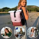 hk Mochila Enrollable Mujer para Portátil 15.6-Inch Impermeable y Ligera, Mochila Casual de Viaje y Trabajo, Backpack Casual Elegante para Universidad Escuela y Ciclismo Uni–Rosa - 6