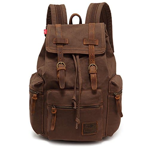 YuHan Unisex Vintage Casual Rucksack Canvas Rucksack Laptop Laptop MacBook Studenten Wandern Camping, braun, Mediam