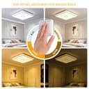 Deckenlampe, 24W LED Deckenleuchte Dimmbar mit APP, 3000-5000K Warmweiß/Naturweiß/Kaltweiß Modern lampe eckig mit Nachtlicht, Badezimmer Lampe decke für Bad Wohnzimmer Küche Flur Schlafzimmer, 32CM - 2
