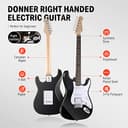 Donner Kit de Guitarra Eléctrica Stratocaster de Tamaño Completo con Amplificador, Bolsa, Capo, Correa, Cuerda, Sintonizador, Cable y Púas (Negro) - 3