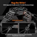 TAURI Nylon for Apple Watch Ultra 3/2/Ultra Strap 49mm [Rugged Braided Nylon + Stainless Steel Connectors] Adjustable Woven Band for SE 3 / Series 11/10/9/8/7/6/5/4 46mm/45mm/44mm Men Women, All Black - 4