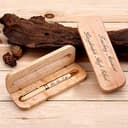 RXFSP Penna a sfera con custodia in legno, Personalizzabile, Incisione a Mano, Regalo per Laurea, Compleanno, Anniversario. Prodotto Artigianale - 2