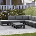 Keter Elements 7 Seater 100% recycled Outdoor Garden Furniture Modular Lounge Set - Graphite with Grey Cushions Fade Free | All Weather Resistant | Easy Clean | Zero Maintenance - 2