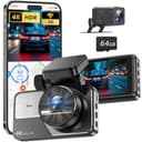 RENGAC Cámara: Doble Cámara 4K+2K Full HD para Autos, con WiFi 5G Integrado y Tarjeta SD 64GB, GPS, Pantalla IPS de 3", Visión Nocturna UHD 2160P, Control por App, HDR y Monitor de Estacionamiento 24H - 1