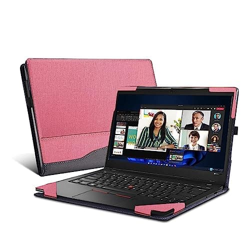 Laptop-Hülle für Lenovo ThinkPad X1 Carbon Gen 9 14 Zoll ThinkPad X1 Carbon Gen12|10|11 X1 Yoga Gen 8/7/6, All-Inclusive-Drop-Case 14 Zoll (35,6 cm), PU-Leder, Innentasche, Laptophülle (Rosa)