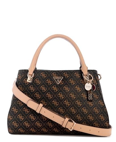 GUESS Women's Noelle Ii Luxury Satchel Shoulder Bag, Brown logo, Unit size