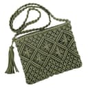 oukesin Borsa a tracolla da spiaggia estiva in nappa fatta a mano in macramè di cotone da donna, 041Verde militare - 1