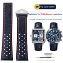 TAG Heuer Leder Uhrenarmband 22mm - Echtleder mit Blauen Schwarz Armband für Carrera, Aquaracer, Monaco Serie - 2