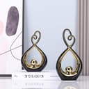 Accento decorativo nero, decorazioni moderne in porcellana metà secolo nero e oro, oggetti da tavolo da pranzo, scultura astratta in ceramica - per libreria TV stand centrotavola Centro De Mesa - 6