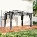 Outsunny 3 x 4 m Outdoor Hardtop Gazebo Canopy with Polycarbonate Roof, Waterproof Aluminium Permanent Pavilion Garden Gazebo Patio Shelter with Curtains, Dark Grey - 7