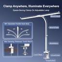 YICAIZI Lampara de Escritorio de LED 24W con Control Remoto - 1500LM 80CM Flexo LED Escritorio con Pinza Luz Leer Puerto de carga USB para Estudiar, Oficina, Blanco - 7