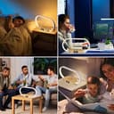 Lampada da comodino con ricarica wireless, lampada da tavolo touch a LED USB, lampada da camera da letto dimmerabile con 3 modalità di colori e orologio, lampada da scrivania in bambù per - 7
