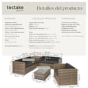 tectake® Conjunto Jardín de Ratán, Muebles Jardín Exterior 5 Sillones, 1 Mesa Cristal, 1 Caja Almacenamiento, Conjunto Terraza Resistente a la Intemperie, con Cojines, Estructura en Acero - Natural - 6