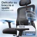 CLOUVOU BrightSeat Sedia ufficio ergonomica [TOP DI GAMMA] Sedia da scrivania per smart working | Poltrona ufficio per studio e camera | Sedia ufficio con ruote facile da spostare | Max. 150 kg - 3