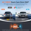 70mai Dash Cam 4K Omni, Front Rear 4K+1080P HDR Dash Cams for Cars with STARVIS 2 IMX678, Night Vision, Parking Mode, Voice Control, 4G LTE, Motion Detection, 5GHz WiFi 6, APP Control, 128GB SD Card - 2