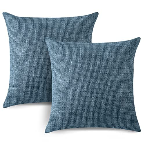 Artscope 2 Pezzi Federe Cuscini in Lino Minimalista Copricuscino Colorato per la Decorazione Domestica Soggiorno Camera da Letto Divano 40x40cm, Blu