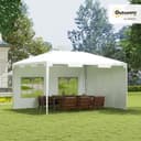 Outsunny 3 x 4 m Garden Gazebo Shelter Marquee Party Tent with 2 Sidewalls for Patio Yard Outdoor - White - 2