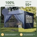 Aoxun Pop Up Gazebo with Sides 3m x 3m, Metal Frame Shelter Tent for Outdoor Garden Party, with Mesh Windows & Carry Bag,Blue - 2
