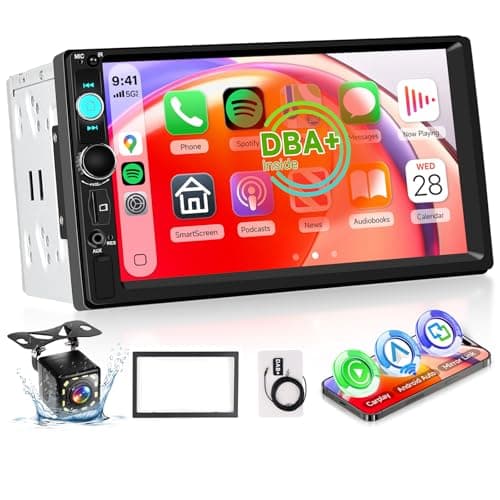 DAB Double Din Car Stereo with Apple Carplay Wireless Android Auto, Hodozzy 7" HD IPS Touchscreen 2 Din Car Radio with Bluetooth 5.2 EQ FM SWC Reversing Camera+USB/TF Card/Aux Ports+Frame