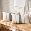 Aisybaklyn Boho Funda Cojin Gris 30x50 cm Moderno Raya Cojín Sofa Algodón Lino Raya Textura Tejida Fundas Cojines 2 Piezas para Bohemia Campo Decoracion Sala de Estar Sofás Dormitorio - 2