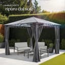 tectake® Gazebo da giardino 3 x 3 cm, gazebo di lusso, padiglione da giardino, con pareti laterali, telaio in alluminio, verniciato a polvere, inclusi 8 picchetti - 8