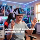 NK Occhiali 3D VR per Smartphone – Visore Intelligenti di Realtà Virtuale con Audio per Smartphone tra 4,7" - 6,53", Angolo Visione 90-100º, Rotazione 360°, Obiettivo e Pupilla Regolabile - Bianco - 6