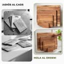 Ribech Set de Tablas de Cortar 3 Piezas de Madera de Acacia Sólida con Soporte | 40x30cm 33x24cm 26x18cm | Tablas de 2cm de Grosor con Surco - 2