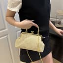 Borsa a tracolla per le donne borse a tracolla con catena rimovibile in tessuto pochette toted borse borse con chiusura a bacio borsa con manico superiore, Marrone, One Size - 8