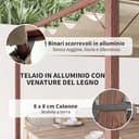 Outsunny Gazebo Pergola 3x4 m con Tetto Scorrevole, Picchetti e Viti, Pergolato da Giardino in Poliestere 180g/㎡ e Alluminio, UV30+, per Patio, Terrazzo, Balcone, Veranda e Esterno, Color Legno - 4
