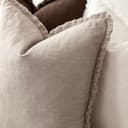 Foindtower Set de Fundas de cojín de Lino con Flecos, 2 Unidades, Decorativas, Estilo rústico, con borlas, Suaves, Fundas de Acento para sofá, Silla, Cama, hogar, 50 x 50 cm, Lino Natural - 5