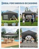 Aptliton 3x3m Pop Up Gazebo with 4 Sidewalls, Waterproof Outdoor Gazebo UPF 50+ with 4 Stakes, 4 Ropes, 4 Sandbags & Carry Bag for Patio, Camping, Market & Outdoor Activities, Grey - 8