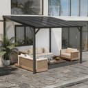 Amopatio Terrassenüberdachung Freistehend 3x3m, Terrassendach mit 6mm Doppelstegplatten aus Polykarbonat, UV-Schutz & Regenfest, Robuste Stahlkonstruktion Pavillon für Garten, Terrasse, Schwarz - 1