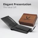PELLE TORO All-in-One Handmade Mens Wallet with RFID Blocking, Coin Pocket, Fine Leather Card Wallet for Men with 8 Slots and Zip Section, in Wooden Gift Box, Black - 2