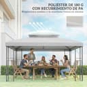 Outsunny Techo de Repuesto para Cenador, 4x3 m, Cubierta de Repuesto con Techo Doble, 10 Orificios de Drenaje y Protección UV, Solo Toldo de Recambio para Pabellón Gazebo, Gris Claro - 5