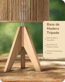 EDISHINE Lámpara de Mesita de Noche, Lámpara de Mesa con Pantalla de Lino Verde y Base de Madera Natural, Casquillo E27, Bombilla LED de 2700K Incluida, para Sala de Estar, Dormitorio y Oficina - 4