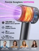 DMTIVMG Asciugacapelli Ionico 1600W Phon Capelli Professionale 500 Milioni Ioni Negativi 50 dB 12 Modalità 4 Temperature 3 Velocità del Vento 160000 RPM Motore Senza Spazzole 2 Accessori Magnetici - 2