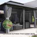 Outsunny 3 x 4m Hardtop Gazebo Canopy with UPF30+ Double Polycarbonate Roof, Aluminium Frame Garden Gazebo Permanent Pavilion with Mosquito Netting and Curtains for Patio, Deck, Grey - 6