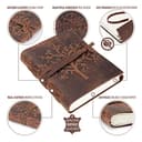 moonster® Cuaderno de Cuero Árbol de la Vida – Diario de Escritura Hecho a Mano – Bloc de Notas para Hombre y Mujer - Papel Blanco Liso 20x15 cm - Diario de Cuero - 4