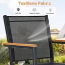 LIFERUN 5-Piece Patio Dining Sets, 110x70x73cm Aluminium Garden Table with Parasol Hole, 4 Stackable Textilene Chairs for Garden Terrace Poolside (Black, Teak Brown Table 110x70x73cm) - 5