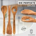 GOLDENBERG® Premium Kochlöffel Set - Made in Europe - feinstes Olivenholz aus Italien - robust, langlebig & antibakteriell -Kochlöffel Holz & Pfannenwender Holz - Kochbesteck Set - 4