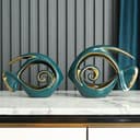 Statuette di pesce in ceramica verde oro – decorazione per la casa costiera, centrotavola moderno oceano per soggiorno, sala da pranzo, bagno, ufficio, tavolino, casa sulla spiaggia, nautica, mare, - 4