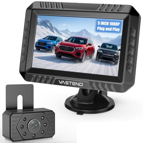 VASTEND Wireless Telecamera Retromarcia 5 Pollici HD 1080P Monitor, IP69 Impermeabile IR Visione Notturna Telecamera Posteriore, 150° Grandangolare, per Camion, Camper, Pickup, SUV