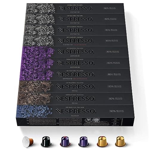 CAPSULE NESPRESSO ORIGINALI - Selezione Intense con Caffè Decaffeinato da 100 Capsule Nespresso Caffè, Intensità da 8 a 12 (su 13), Linea Original, Capsule Riciclabili Nespresso