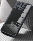 GIOPUEY Funda Compatible con ASUS ROG Phone 9 Pro, Carcasa Dura de PC + TPU Suave, Alta Transparencia, Funda Transparente, Airbag Anticaídas, Sin Amarilleo - Black - 3