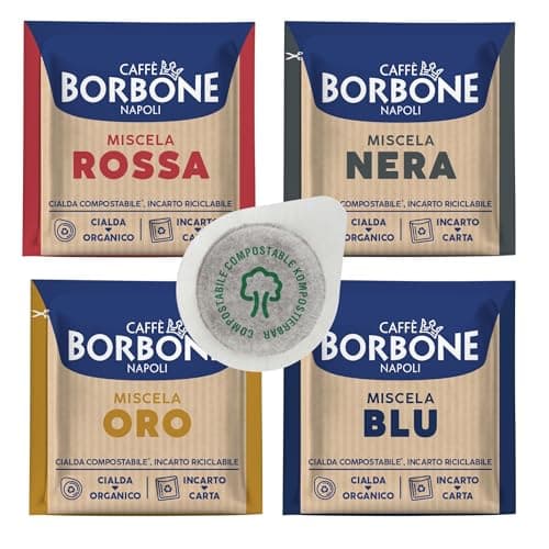 Caffé Borbone 4 x 50 Kaffee-Pads 44 mm: 50 Schwarz, 50 Blau, 50 Rot, 50 Gold