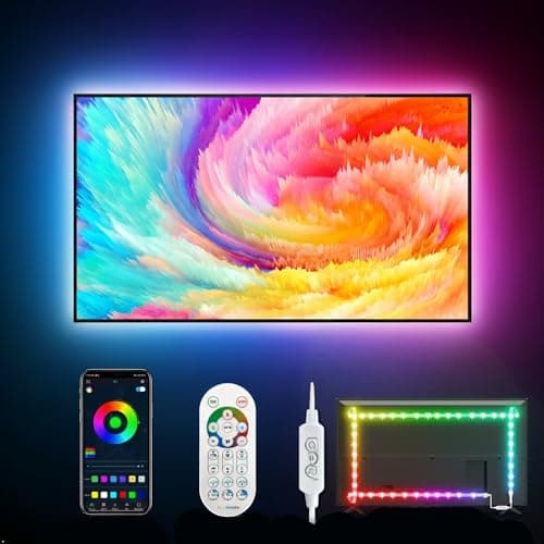 Daymeet Striscia LED TV RGB 4m, Retroilluminazione TV per 55-75 Pollici, Luci LED RGB con App + Telecomando, Sincro Musicale, Effetto Arcobaleno Dinamico, Alimentazione USB per Monitor HDTV