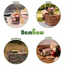 Bambaw Set posate in bambù | Legno | Kit posate ecologico | Coltello, forchetta, cucchiaio e paglia | Posate da viaggio | Da campeggio con custodia | Vino - 5